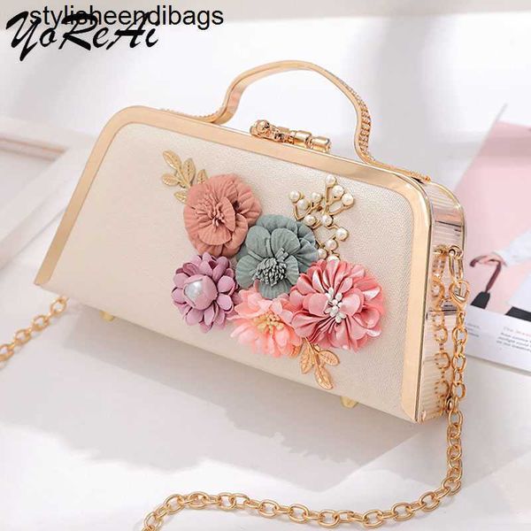 

totes yoreai bags women clutch bag high-end leather evening wedding bridal handbag pearl flower fashion chain party packs stylisheendibags