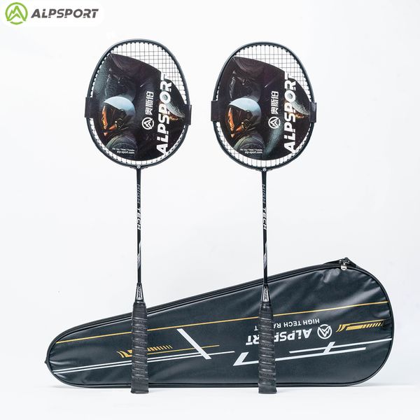 

badminton rackets alp rr 2pcs 4u g5 original design raket full carbon fiber 2225lbs strung sports racket with string grips and bag 230629