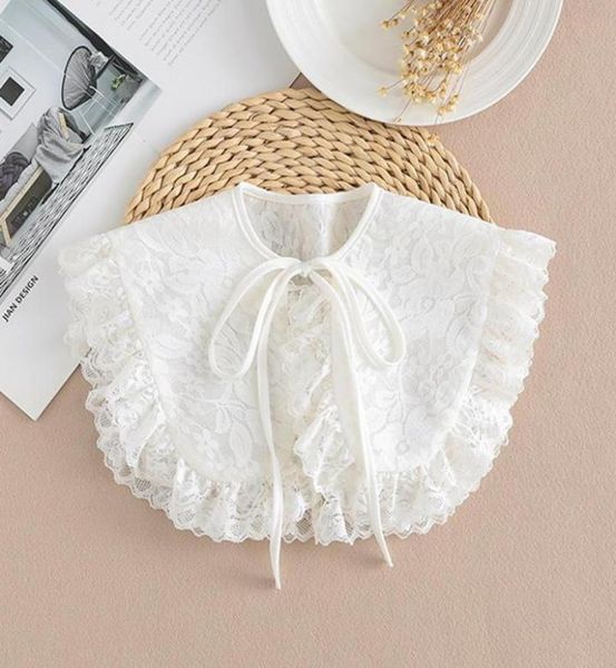 

bow ties women girl lapel shirt false fake collar ladies removable detachable necklace shawl laceup bowknot mini cape7174490, Black;gray