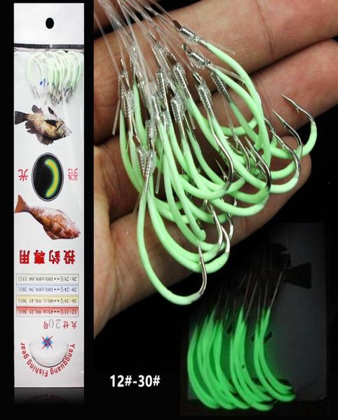 

1230 luminous maruseigo hook with line high carbon steel barbed hooks fishhooks asian carp fishing gear 1 package set8065048
