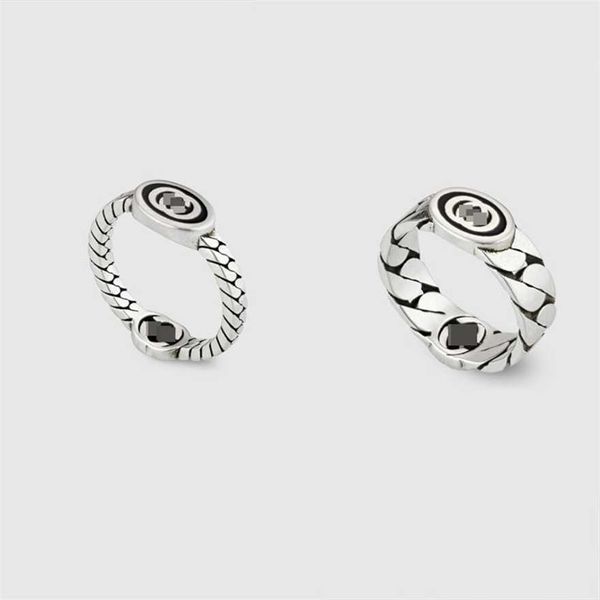 

2023 personalized gujia 925 sterling silver double black dropped enamel ring g family men's and women's ins style