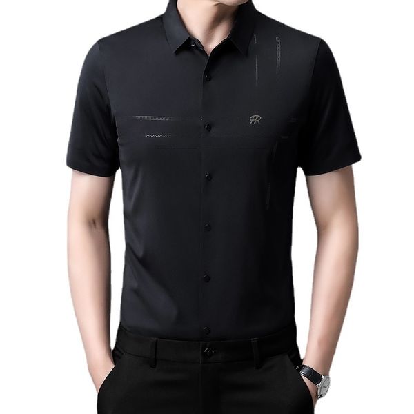 

men s dress shirts 2023 fashion short sleeved shirt pure color cultivate one s moral character design classics 230629, White;black