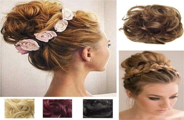 

chignons extension bun hairpiece scrunchie elastic wave curly synthetic hairpieces wrap for hair bun chignon pedazo de cabello haa2358473, Black;brown