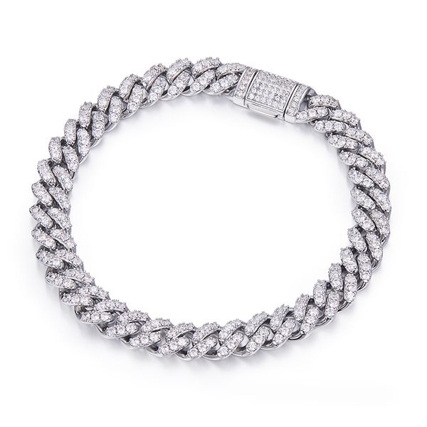 

925 8mm silver cuban link mounted with moissanite cuban chain designer jewelry designer necklace designer bracelet for men women hip hop jew