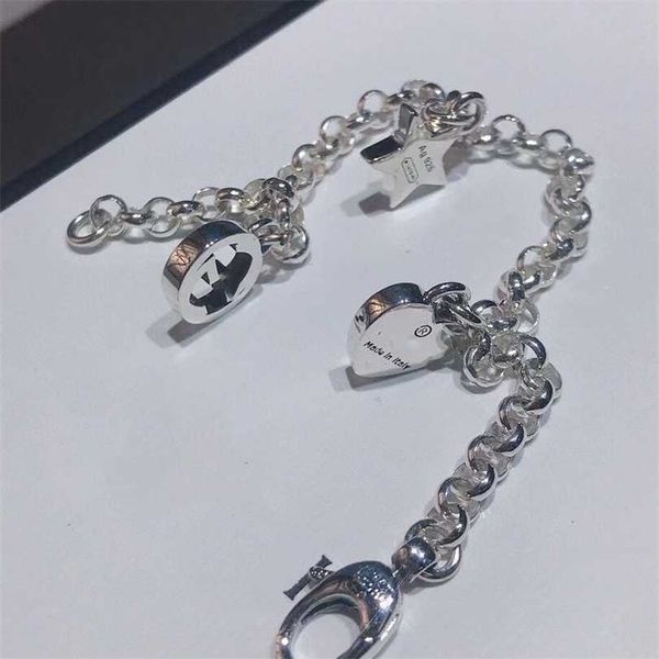 

2023 gujia star love tassel all body sterling silver 925 simple bracelet network red ins same style, Black