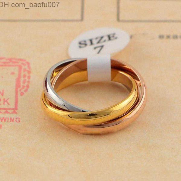 

band rings classic three-rings ring for men women couple fashion simple style rings with three colors rose gold rings z230629, Silver