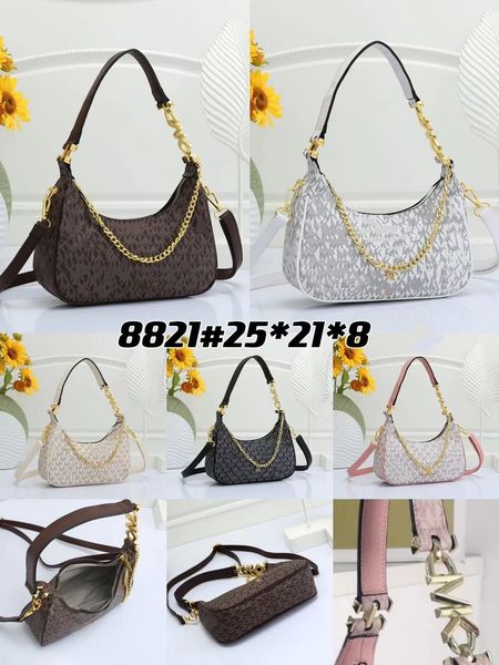 

crescent clutch bags chains axillary shoulder bag women handbag purse half moon pouch ladies genuine leather plain bottom letter hardware