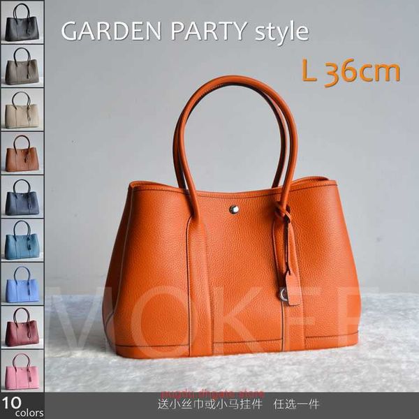 

wholesale original party garden home tote bags online shop h family litchi pattern layer cow leather garden bag 36cm handbag tote women with