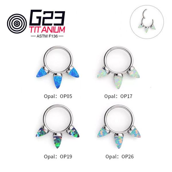 

navel bell button rings g23 hinged segment hoop nose ring clicker piercing earring mix opal labret body jewelry for women aned men 230628, Silver