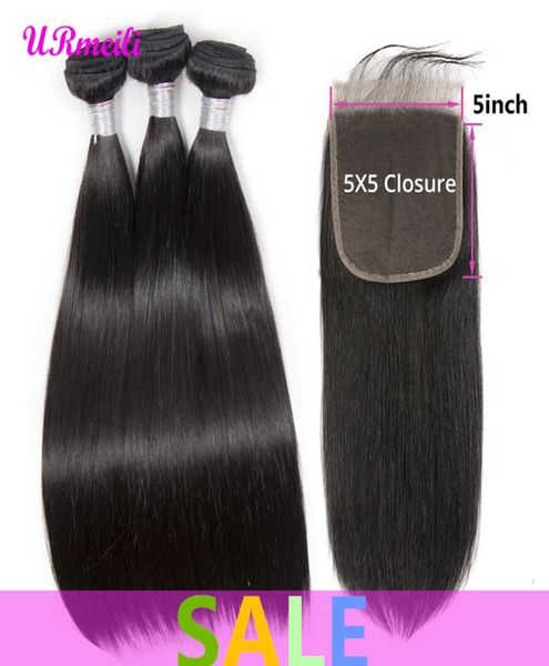 

brazilian straight virgin hair bundles with 5x5 lace closure 100 remy human hair extensions 5x5 closure with bundles2577144, Black;brown
