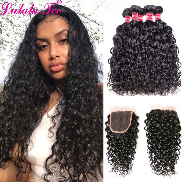 

hair rollers 30 inches water wave bundles with clre brazilian remy wavy human 4x4 lace part lulalatoo 230629