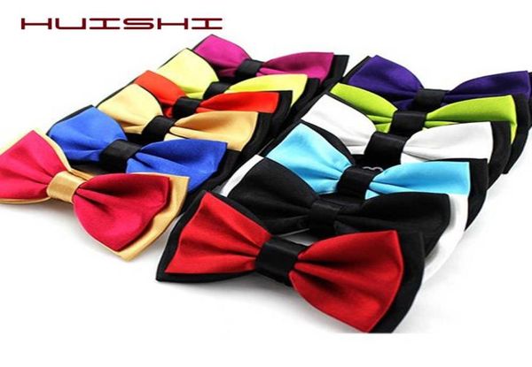 

bow ties huishi white and black bow ties for men classic suit neckwear man bowtie fashion solid color adjustable two tone bow tie 6288462, Black;gray