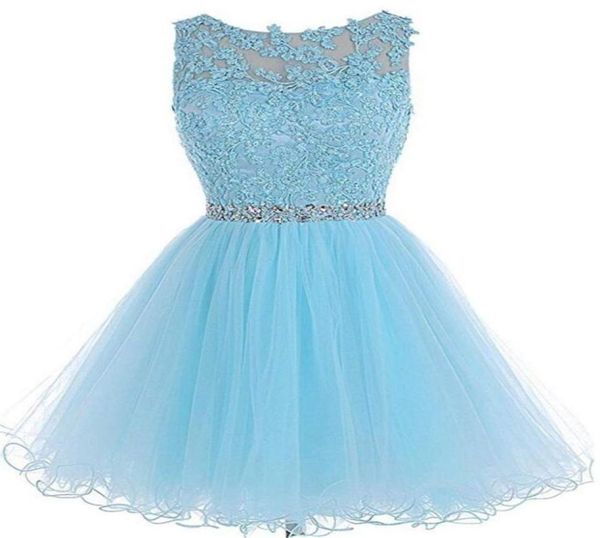 

2018 new tulle short homecoming dresses for juniors women plus size appliques graduation party prom formal gown bq539236150, Blue;pink