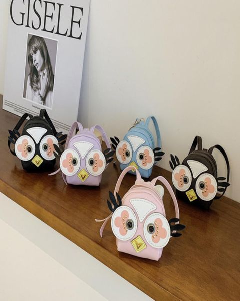 

fashion kids owl handbag 2022 girls chain rivet wrist messenger bag children pu leather mini purse boys cartoon wallet a83048932375, Black