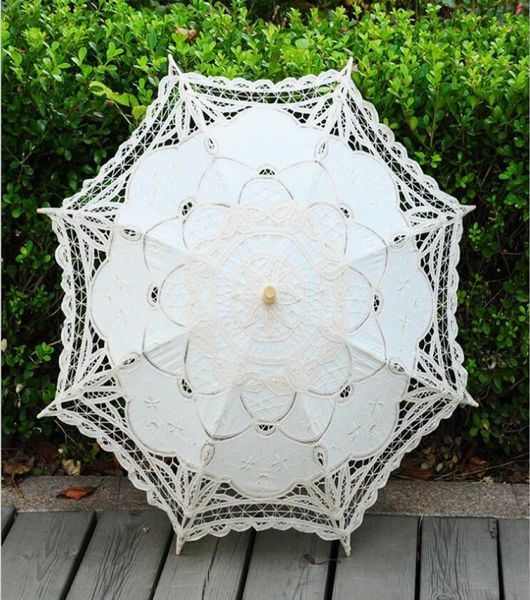 

ivory lace wedding parasols handmade umbrellas white lace garden bridal parasols for bridal bridesmaid wedding diameter high quali7523359