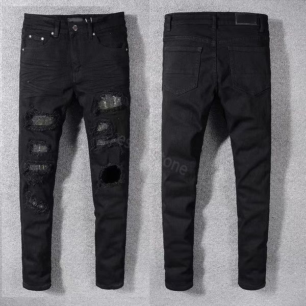

black ripped jeans miri jeans men's jeans designer jeans knee skinny straight size 28-40 motorcycle trendy long straight hole high stre, Blue