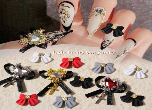 

nail art decoratins hight luxury bow jewelry japanese art ornaments alloy ribbon nail supplies new style8562814, Silver;gold