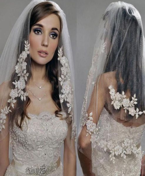 

elegant two layers with comb veil wedding bridal veil chic lace edge to elbow bridal wedding accessories8235295, Black