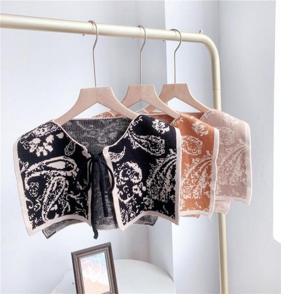 

bow ties laceup fake collar shawl female imitation cashmere vest false girls solid color necklace sweater dress detachable9932060, Black;gray