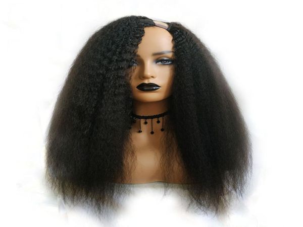 

kinky straight u part wig for black woman human hair wigs brazilian remy hair 150 density italian yaki medium6747888, Black;brown