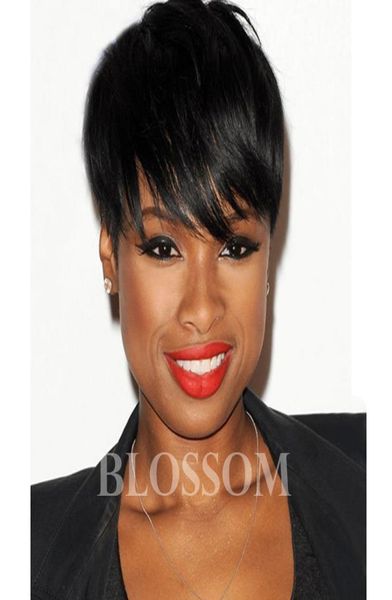 

brazilian human hair straight pixie cut short human hair wigs full density front bob lace wigs for black women1187985, Black;brown