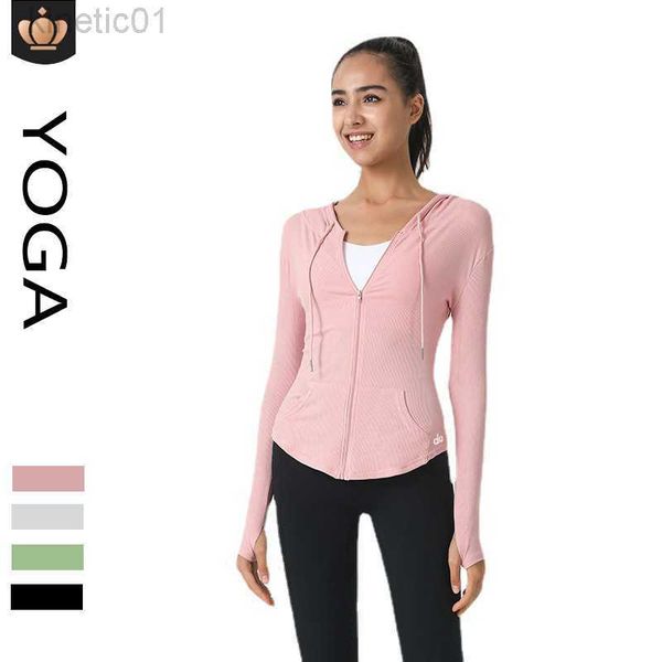 

fashion desginer yoga jacket coat women's thin fit slim sports hooded coat comfortable quick drying long sleeve fitness green, Black;brown