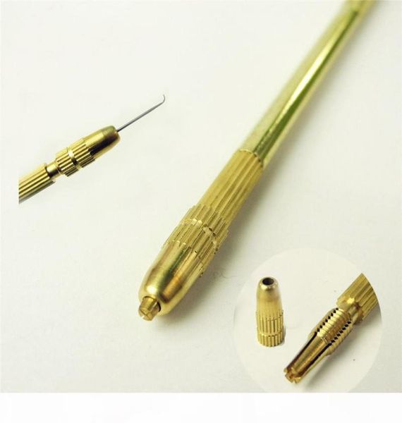 

3 size ventilating needles1223341 brass holder make making lace wigs toupee hairpiece wig knotting hook sets2867324, Silver
