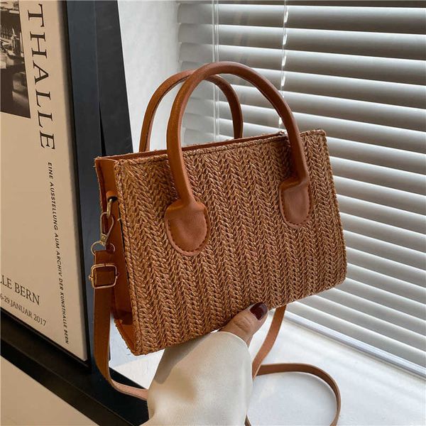 

new bag style trendy women's one shoulder crossbody bag trendy solid color weaving style sense small square girl