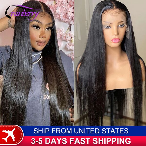 

cranberry hair straight 13x4 lace frontal human hair wigs hd transparent lace frontal wig 4x4 lace closure wig 180% density, Black;brown