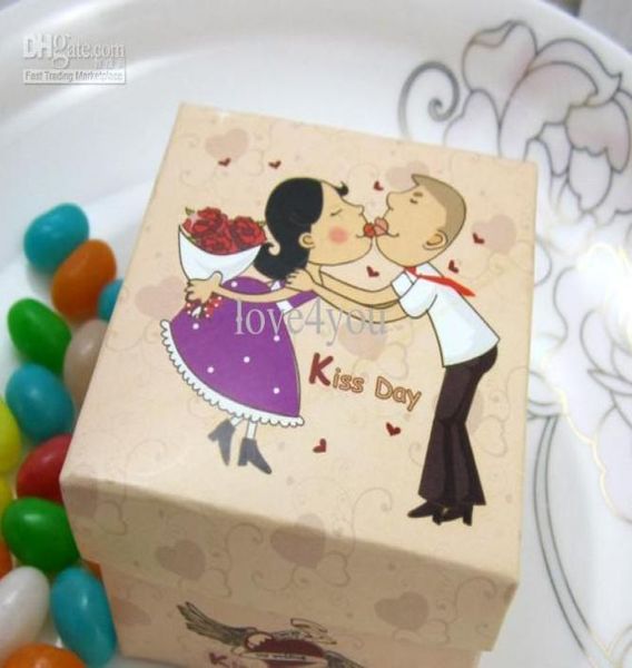

whole 50pcs kiss day bride groom wedding paper gift box jewelry candy box4796151
