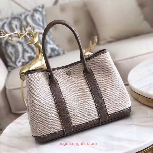 

h home original party garden tote bags online store canvas with layer cowhide womens bag 2023 new handbag leather contrast single shoulder w
