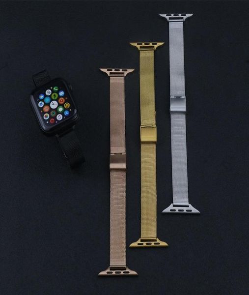 

watch bands slim stainless steel mesh band for smart watches milanese strap 3840 4244 mm9516755, Black;brown
