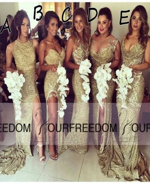 

2019 multi style sequins bridesmaid dress with sweetheart neckline embroidery side slit long mermaid golden bridesmaid dresses8419767, White;pink