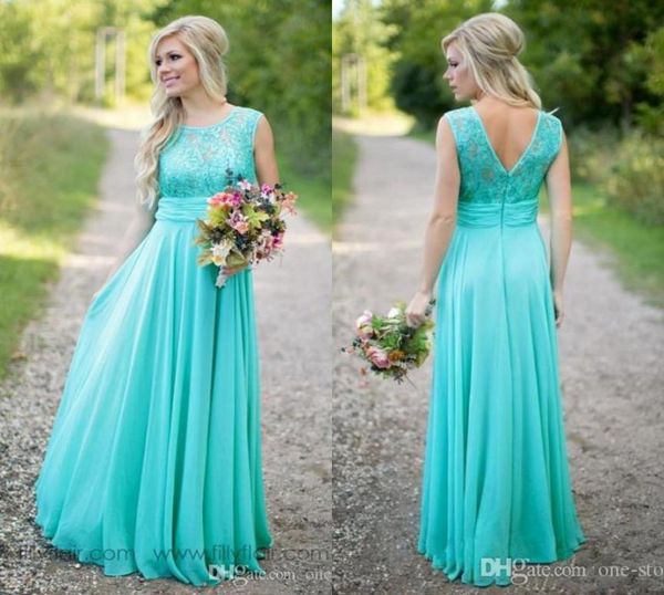 

2019 new teal country bridesmaid dresses scoop a line chiffon lace v backless long bridesmaids dresses for wedding ba15132047352, White;pink