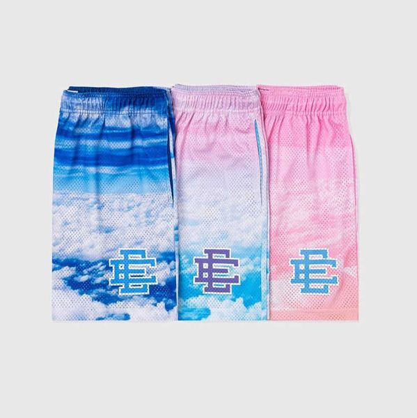 

fashion men's luxury ee shorts basic eric emanuel new york city skyline men women sports quarters mesh breathable casual pants loose gy, White;black