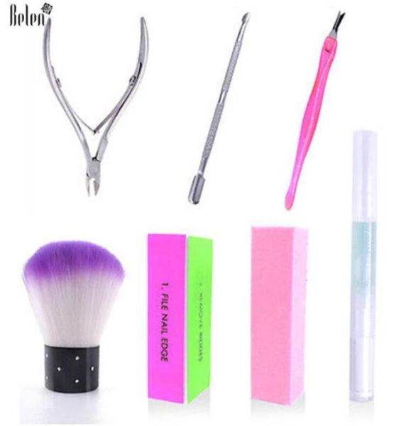 

7pcs professional manicure tools kit nail files brush nail cuticle nipper oil pen pusher nipper buffer nail manicure kit5916913