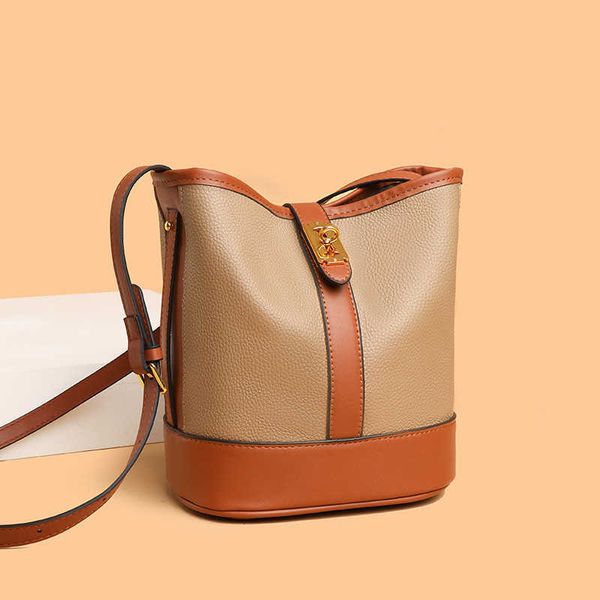 

genuine leather women's bag large capacity bucket bag new trendy and fashionable one shoulder crossbody bag layer cowhide mother bag ha