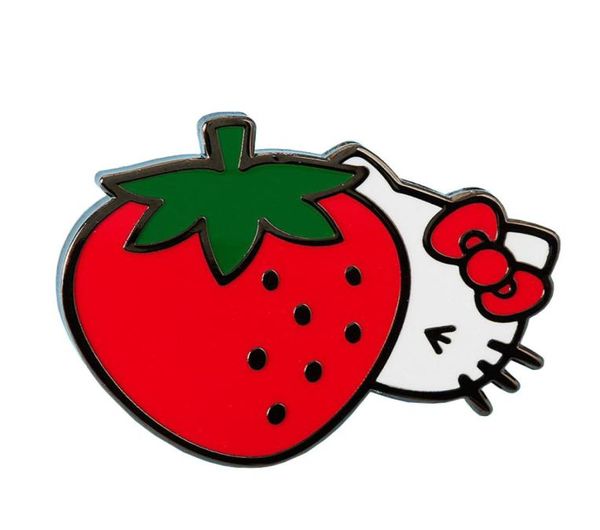 

strawberry cat brooch hard enamel pin cute badge for coat sweater scarf9054112, Blue