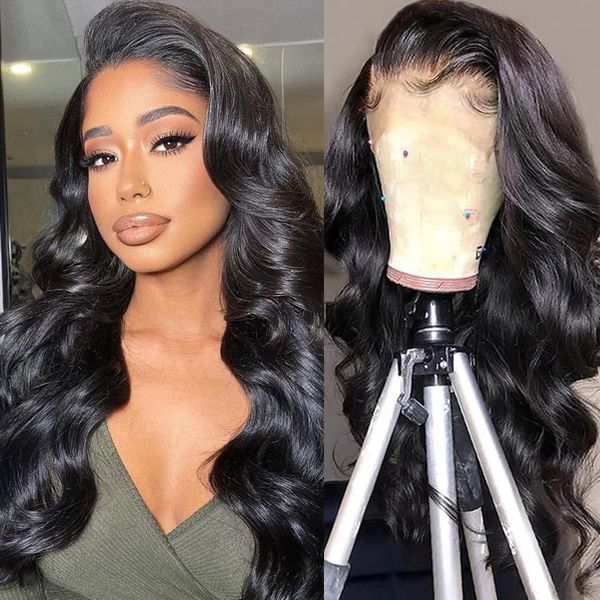 

lace closure wig 13x4 lace frontal wig body wave glueless lace front wig human hair pre plucked hd transparent, Black;brown