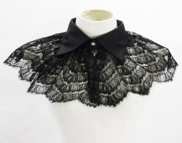 

bow ties vintage floral lace lapel fake collar for women hollow necklace choker false collars female dress party detachable4081052, Black;gray