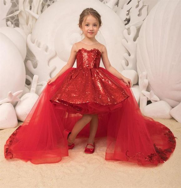 

sparkle sequins little girls pageant dresses 2019 removable tulle train ballgown hi lo kids christmas birthday party gowns flower 2424362, White;red