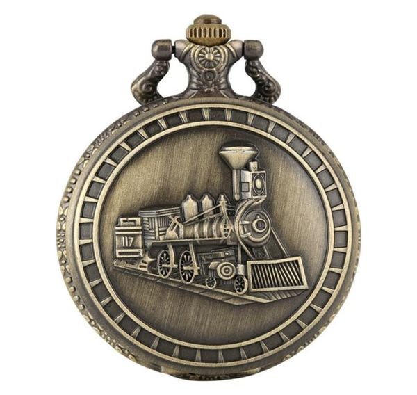 

retro bronze 3d locomotive train pattern quartz pocket watch steampunk antique watches necklace chain art collectibles for men wom7169075, Slivery;golden