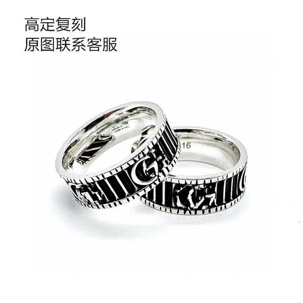 

2023 gujia 925 silver g stereoscopic old made double dwelling stripe ring same style for couples