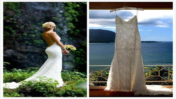 

dreamlike spaghetti straps 2016 lace wedding dresses simple and elegant backless mermaid bridal gowns beach wedding dresses by kat8790782, White