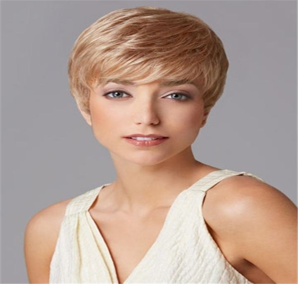 

fashion light blonde short hair wig heat resistant fiber synthetic wig capless fashion wig for women7171221, Black