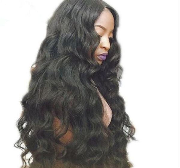 

middle part 8a body wave wavy human hair wigs glueless full lace wigs with baby hair 130 density 1030 inch for black woman3352037, Black;brown