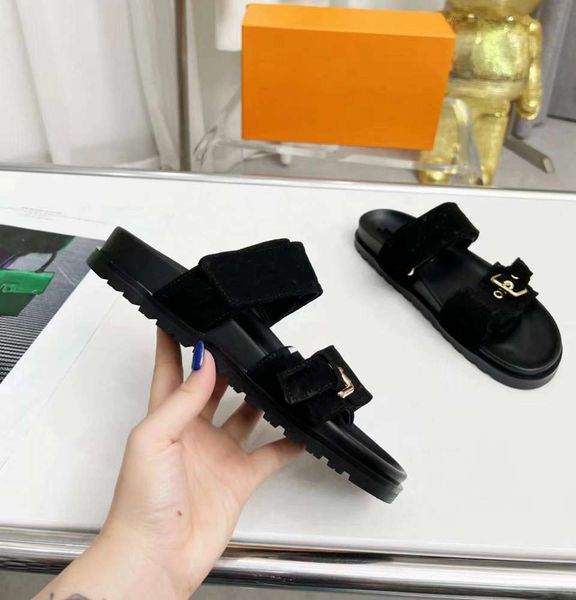 

fashion slippers luis brand designers sandals women slide luxury sandal vuttonity women leisure flip flop l132, Black