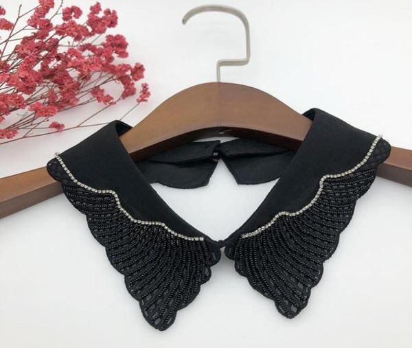 

bow ties summer dress blouse fake collar handmade beading women shirt detachable false collars necklace accessory9707317, Black;gray