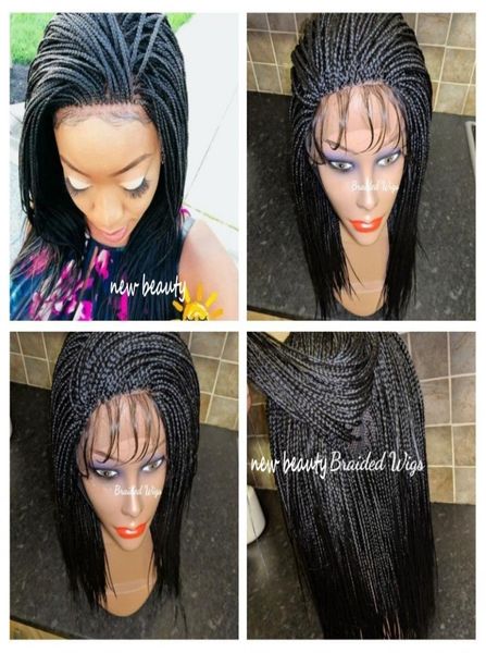 

short bob synthetic wigs for african black women lace front wig african braiding box braids wig with baby hair heat resistant7030838