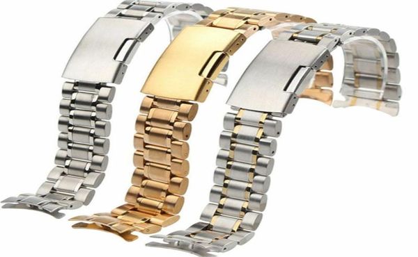 

watch bands curved end 18mm 20mm 22mm stainless steel strap band watchband replacement2084615, Black;brown